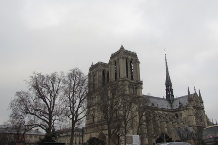Across the River:the view of Notre Dame from Shakespeare and Co. Notre Dame, Paris, France. February, 2015.